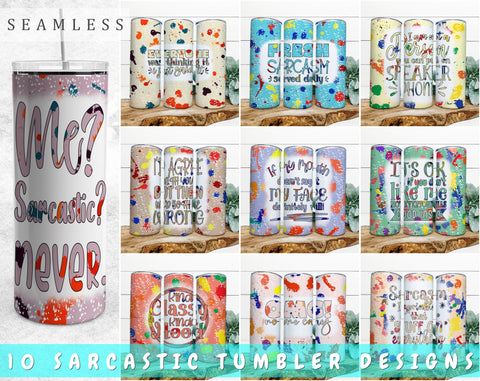 Sarcastic Tumbler Sublimation Designs Bundle, 20 Oz Skinny Tumbler Sarcastic Designs, Sarcastic Quote Tumbler Wraps, Sarcasm PNG, 10 Designs Sublimation HappyDesignStudio 