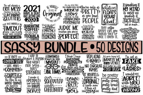SASSY BUNDLE - 50 DESIGNS - SVG PNG EPS DXF SVG On the Beach Boutique 