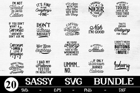 Sassy Bundle svg - Sarcastic Cut File - Funny svg Bundle - Quote - svg - svg - dxf - eps - png - Silhouette - Cricut - Digital File SVG Svgcraft 