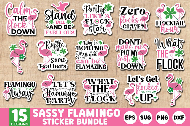Sassy Flamingo Sticker SVG Bundle SVG SH_Tee store 