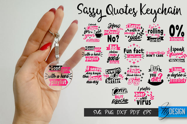 Sassy Keychain SVG Bundle,Sarcastic SVG, Round Keychain SVG SVG Fly Design 