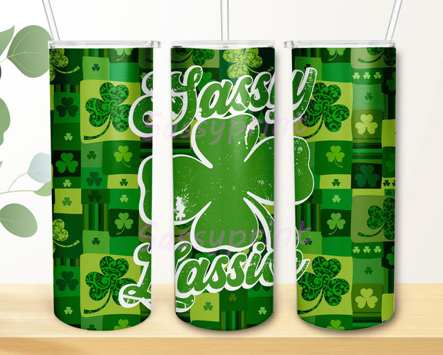 Sassy Lassie 20 oz Skinny Tumbler - St. Patrick’s Day Wrap Sublimation Straight & Tapered PNG Sublimation sassyprint 