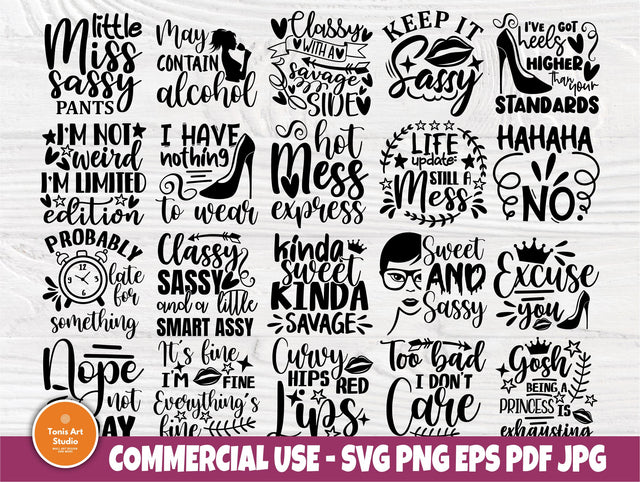 Sassy SVG Bundle, Sarcastic Svg, Sassy Quotes Svg SVG TonisArtStudio 