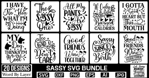 Sassy SVG Bundle SVGs,Quotes and Sayings,Food & Drink,On Sale, Print & Cut SVG DesignPlante 503 