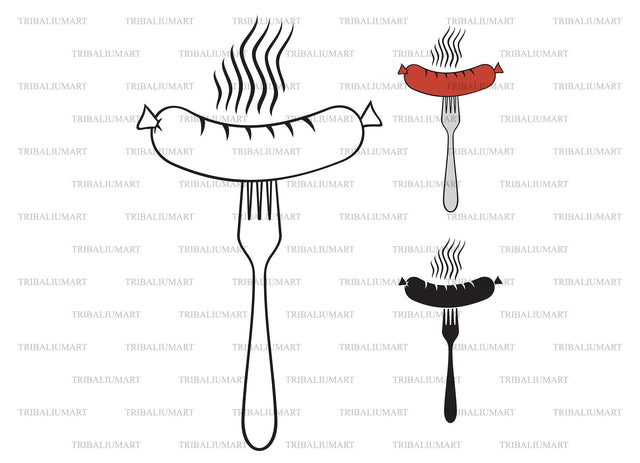 Sausage and fork SVG TribaliumArtSF 