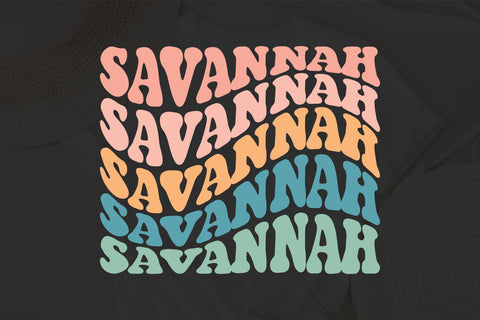 Savannah SVG, wavy retro vintage svg, letters travel svg, tourist places cute family matching vacation svg, cricut svg, silhouette cut file SVG Fauz 