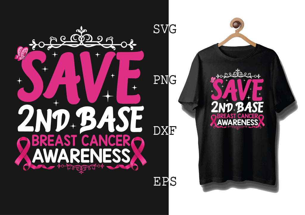Save 2nd Base Sticker Save 2nd Base Breast Cancer Awareness Svg, Breast Cancer Awareness Svg ...