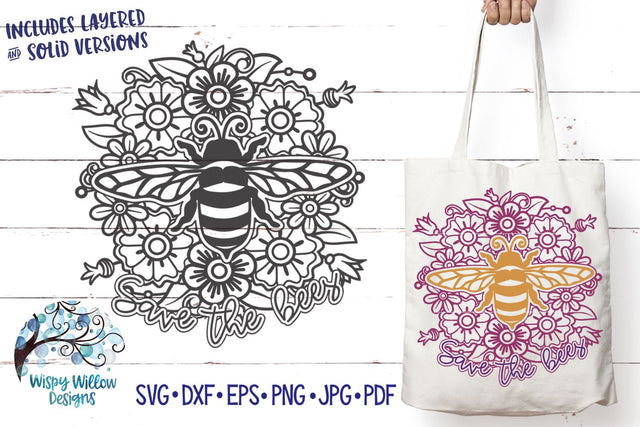 Save The Bees Mandala SVG SVG Wispy Willow Designs 
