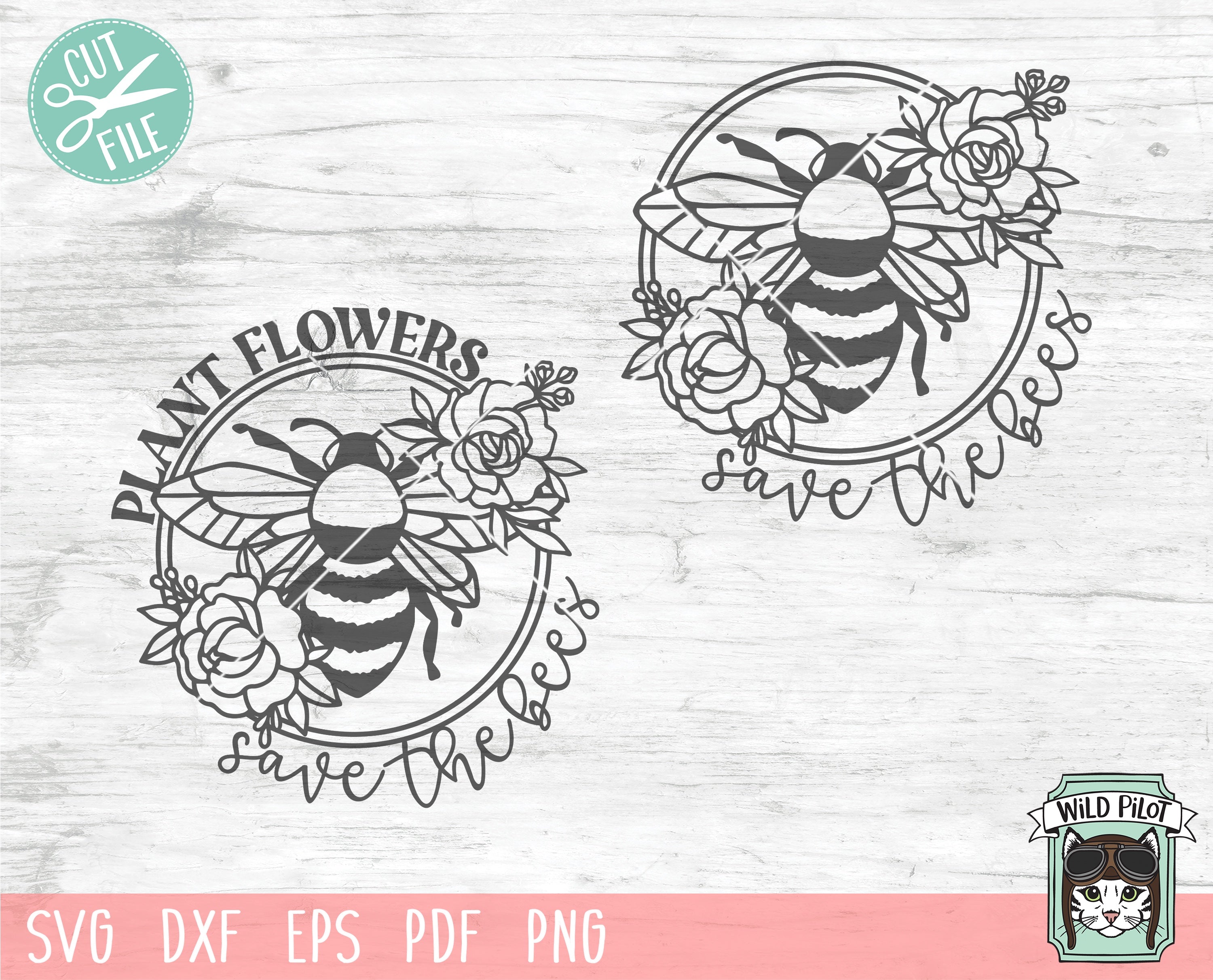 Honey bee in a flower frame. Set of floral frames and wreaths. Made of rose  flowers and leaves. Suitable for cutting SVG files on a plotter. Bumblebee  for t-shirt design Stock Vector