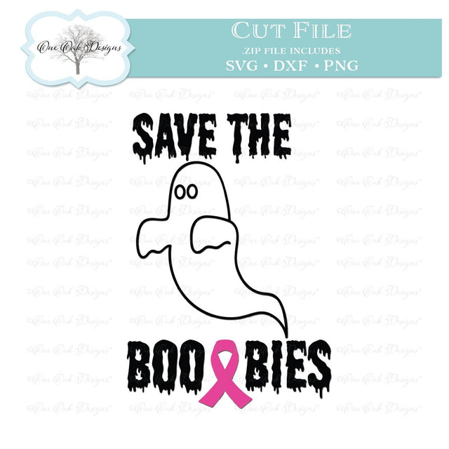 Save the Boobies Breast Cancer Ghost SVG One Oak Designs 