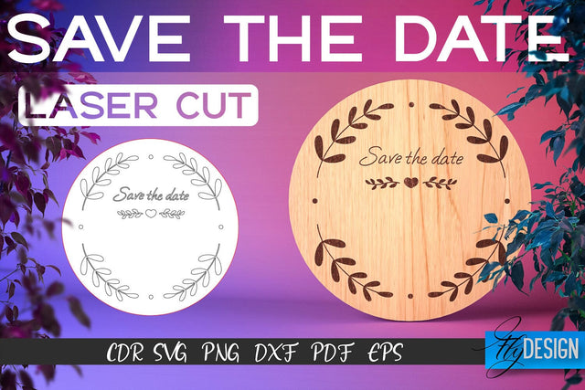 Save the Date Laser Cut SVG | Couple SVG Design | CNC Files SVG Fly Design 