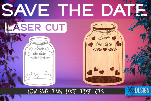 Save the Date Laser Cut SVG | Couple SVG Design | CNC Files SVG Fly Design 