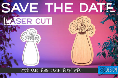 Save the Date Laser Cut SVG | Couple SVG Design | CNC Files SVG Fly Design 