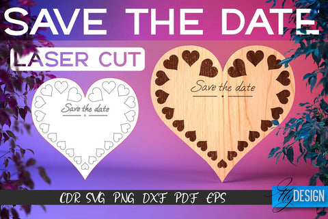 Save the Date Laser Cut SVG | Couple SVG Design | CNC Files SVG Fly Design 