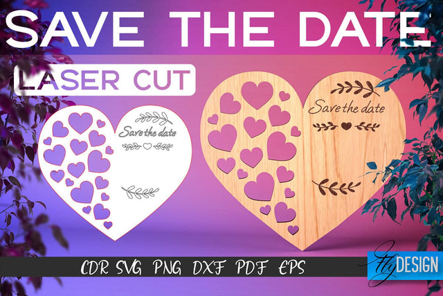 Save the Date Laser Cut SVG | Couple SVG Design | CNC Files SVG Fly Design 