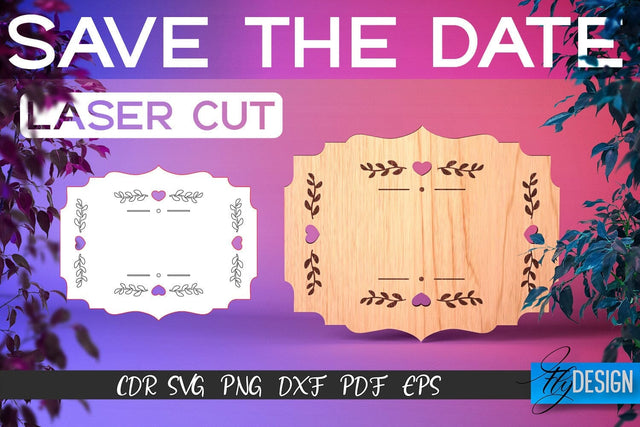 Save the Date Laser Cut SVG | Couple SVG Design | CNC Files SVG Fly Design 