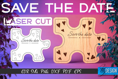 Save the Date Laser Cut SVG | Couple SVG Design | CNC Files SVG Fly Design 