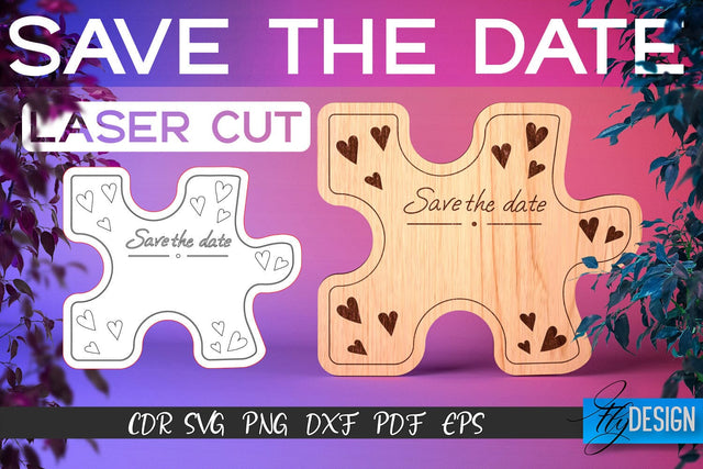 Save the Date Laser Cut SVG | Couple SVG Design | CNC Files SVG Fly Design 