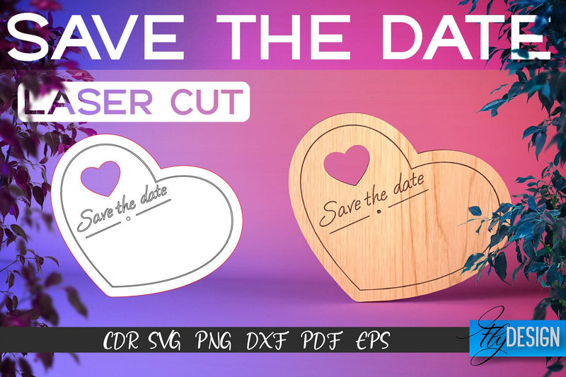 Save the Date Laser Cut SVG | Couple SVG Design | CNC Files SVG Fly Design 