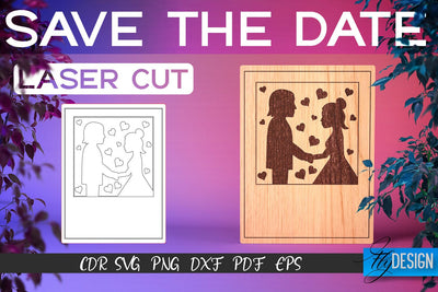 Save the Date Laser Cut SVG | Couple SVG Design | CNC Files SVG Fly Design 