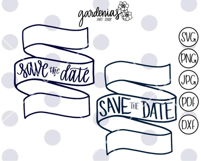 Save the Date Ribbon of Three SVG Gardenias Art Shop 