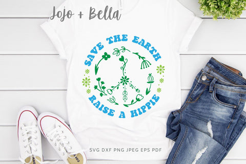 Save the Earth Raise a Hippie Svg Retro, Boho, Vintage, Love the planet svg, Earth day SVG, Save the Planet svg, Earth Month svg, Earth day awareness svg, Cut Files for Cricut, Dont be trashy svg SVG Jojo&Bella 