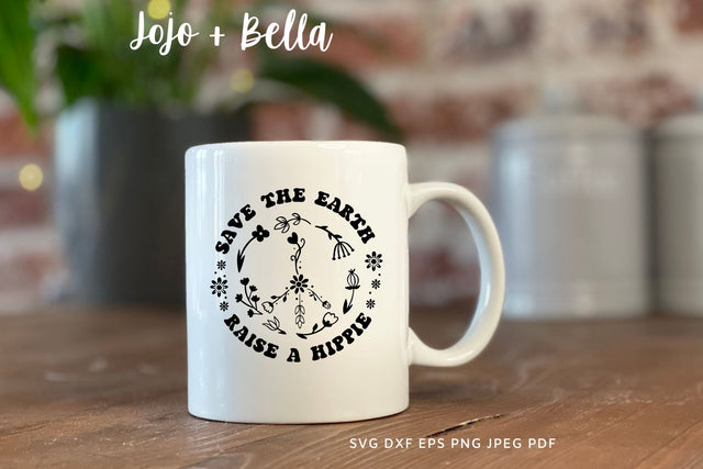 Save the Earth Raise a Hippie Svg Retro, Boho, Vintage, Love the planet svg, Earth day SVG, Save the Planet svg, Earth Month svg, Earth day awareness svg, Cut Files for Cricut, Dont be trashy svg SVG Jojo&Bella 