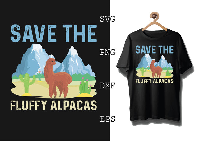 Save The Fluffy Alpacas Svg, Alpaca Svg, Cute Llama Svg, Girl Llama, Svg SVG DesignTShirt 