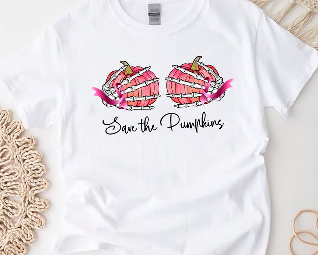 Save the pumpkins png, Breast cancer png, Pumpkin png, Halloween png , Sublimation Design, Digital Download PNG Sublimation BouDesign 
