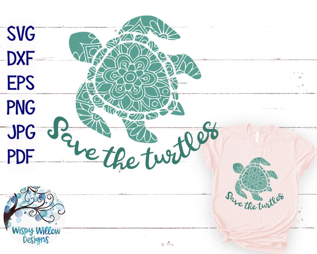 Save the Turtles Mandala SVG SVG Wispy Willow Designs 