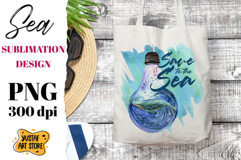 Save to the Sea. Watercolor nautical sublimation Sublimation Yustaf Art Store 