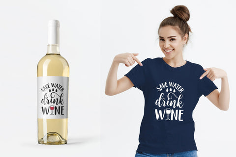 Save water drink wine. Funny drinking quote SVG. Bar sign SVG LaBelezoka 