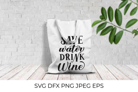 Save water drink wine lettering. Funny drinking quote SVG LaBelezoka 