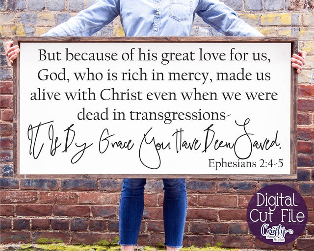 Saved By Grace Svg, Farmhouse Svg, Christian Svg, Home Sign SVG Crafty Mama Studios 