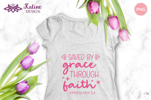 Saved by grace through faith, Bible verse svg, christian svg, christian quote, scripture svg, faith svg, blessed svg, religious svg. Png, Jpg, Dxf, Eps Svg Cut File for Cricut and Silhouette. SVG KatineDesign 