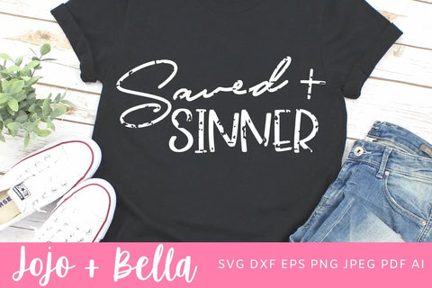 Saved Sinner Svg, svg, Cricut, faith SVG, christian svg, grunge svg, football, blessed svg, SVG Sayings, jesus svg, religious saying svg SVG Jojo&Bella 