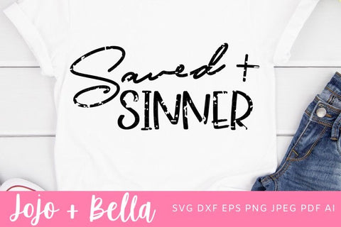 Saved Sinner Svg, svg, Cricut, faith SVG, christian svg, grunge svg, football, blessed svg, SVG Sayings, jesus svg, religious saying svg SVG Jojo&Bella 