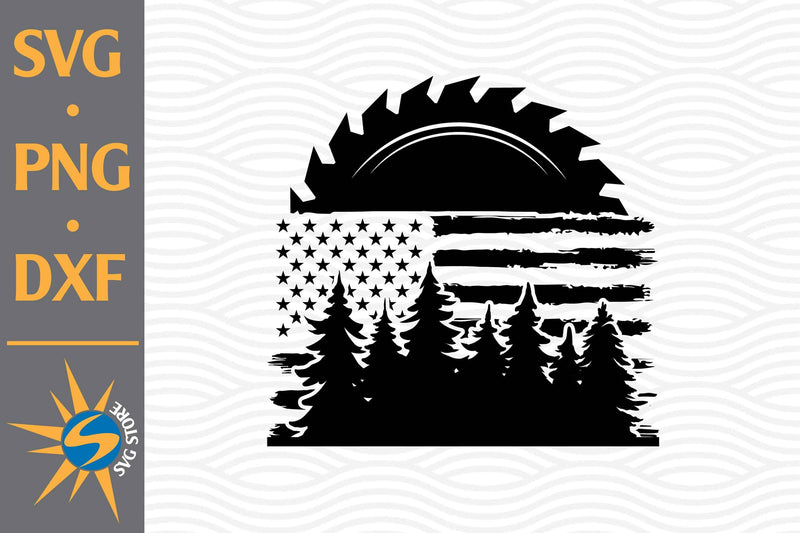 Saw Blade Forest US Flag SVG, PNG, DXF Digital Files Include SVG SVGStoreShop 