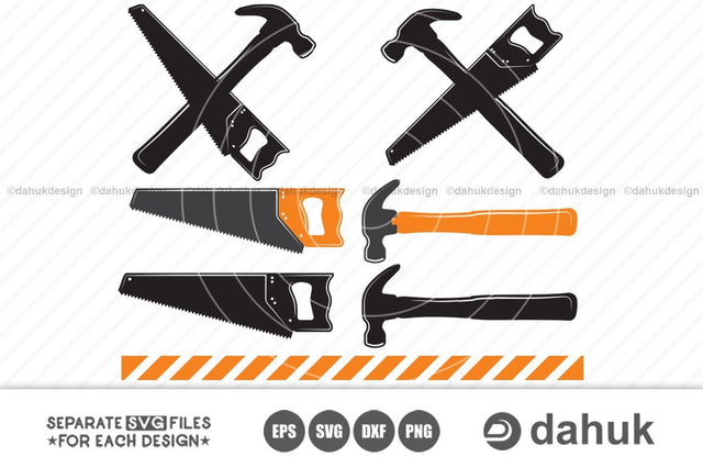 Saw Hammer Hand Tools |Silhouette | Clipart Cuttable Design | SVG PNG DXF & eps Designs SVG dahukdesign 