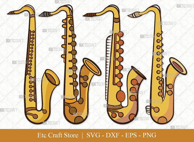 Saxophone Clipart SVG Cut File | Musical Instrument Svg | Marching Band Svg | Musical Svg | Sax Bundle SVG ETC Craft 