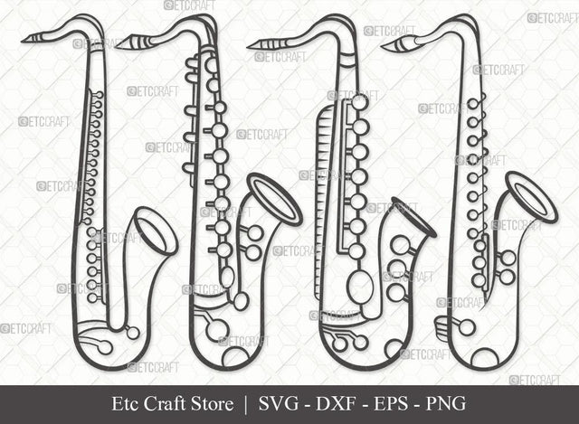 Saxophone Outline SVG Cut File | Musical Instrument Svg | Marching Band Svg | Musical Svg | Sax Bundle SVG ETC Craft 