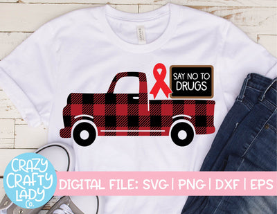Say No to Drugs Truck | Buffalo Plaid | Red Ribbon Week Quote SVG Cut File SVG Crazy Crafty Lady Co. 