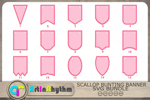Scallop Bunting Banners Svg, Bunting Banners Svg, Banners Svg SVG Artinrhythm shop 