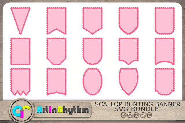 Scallop Bunting Banners Svg, Bunting Banners Svg, Banners Svg SVG Artinrhythm shop 
