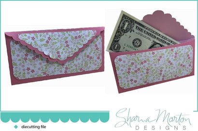 Scallop money envelope gift card SVG file SVG Sharia Morton Designs 