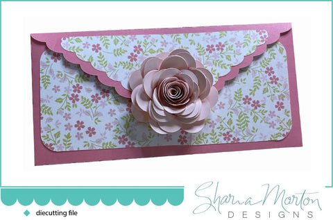 Scallop money envelope gift card SVG file SVG Sharia Morton Designs 