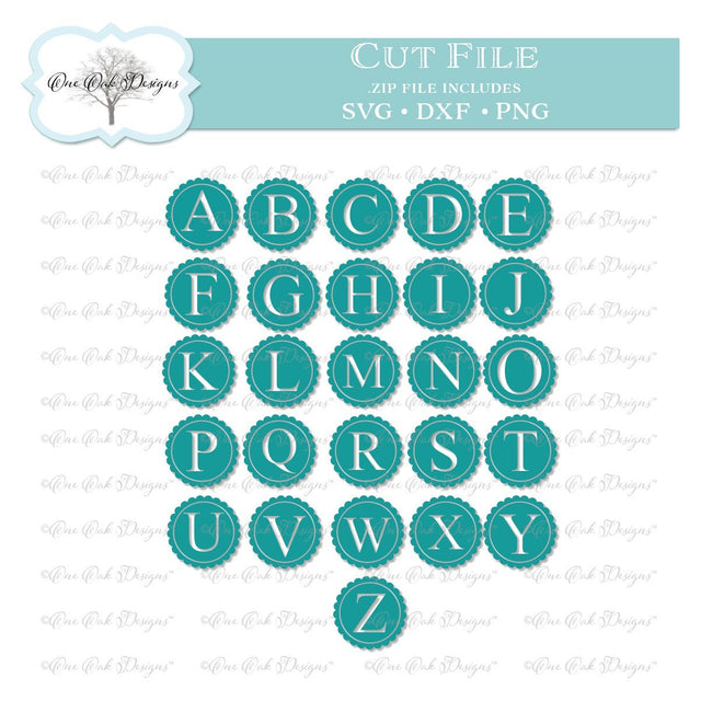 Scallop Monogram Alphabet Collection SVG One Oak Designs