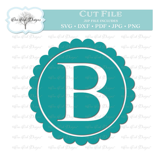 Scallop Monogram Alphabet Letter B SVG One Oak Designs 