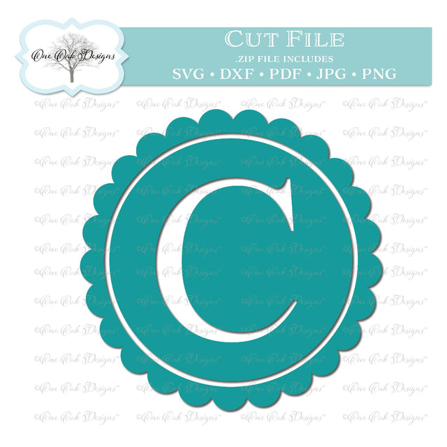 Scallop Monogram Alphabet Letter C SVG One Oak Designs 