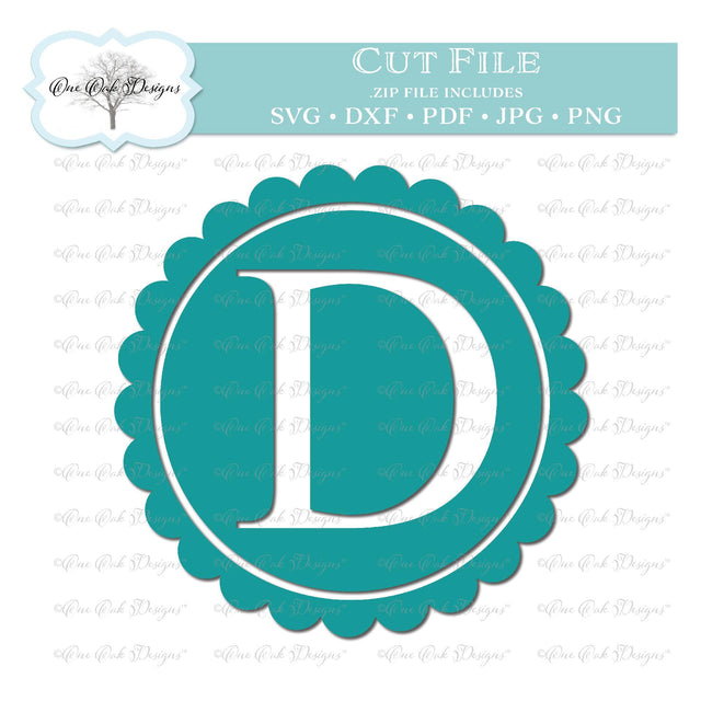 Scallop Monogram Alphabet Letter D SVG One Oak Designs 